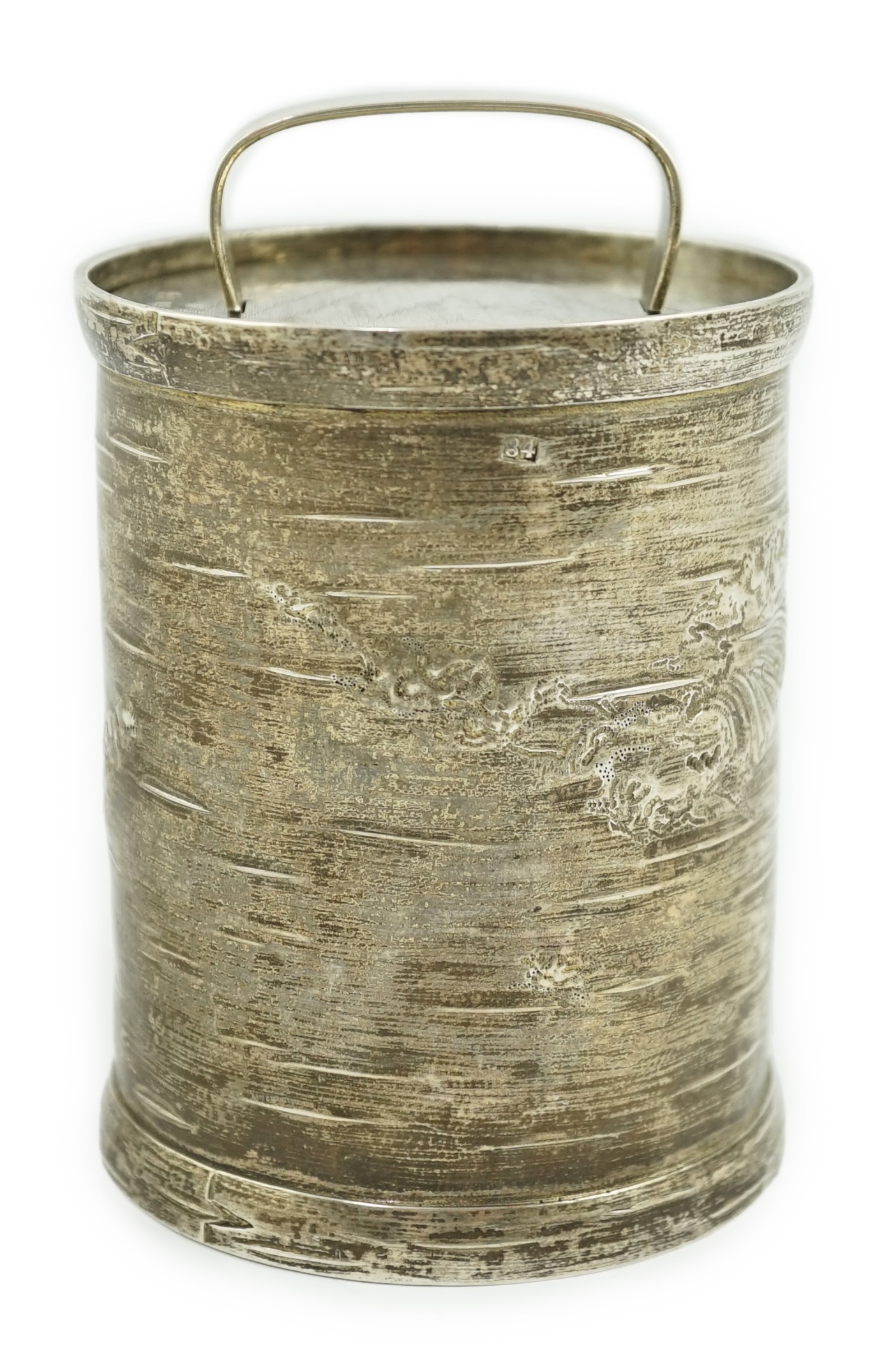 A mid 19th century Russian 84 zolotnik silver circular pot and cover, master Dmitry Orlov